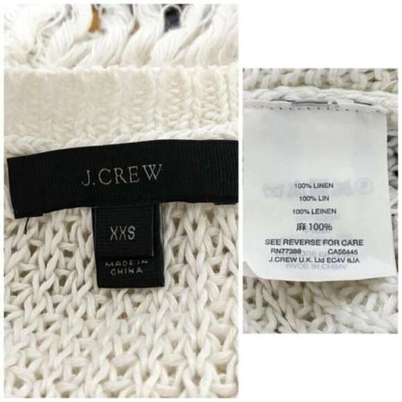 J.Crew  linen short sleeve sweater with fringe hem, size XXS, off white, ecru - Picture 3 of 6